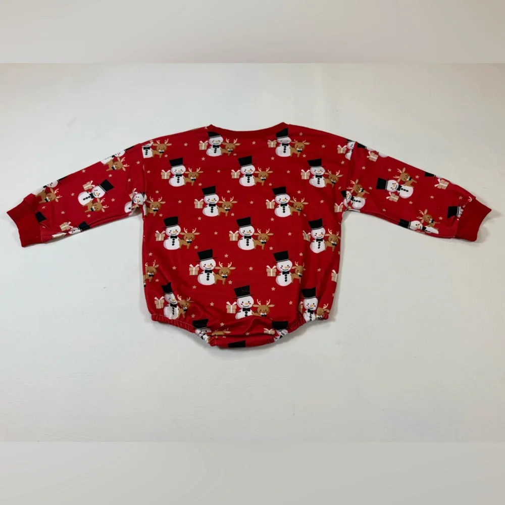 Baby unisex Christmas Romper Snowman Santa Print 18-24 mon. (Bin Z)